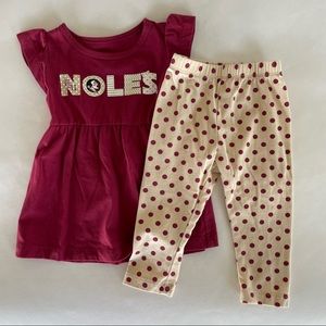 EUC Florida State Seminoles infant girl matching set